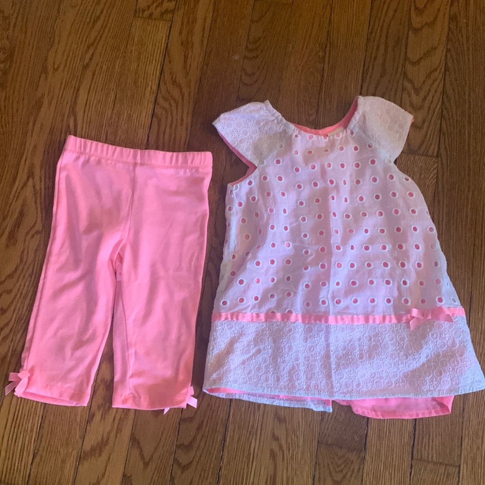 Coral matching set with bows! Lydia Jane size 2T